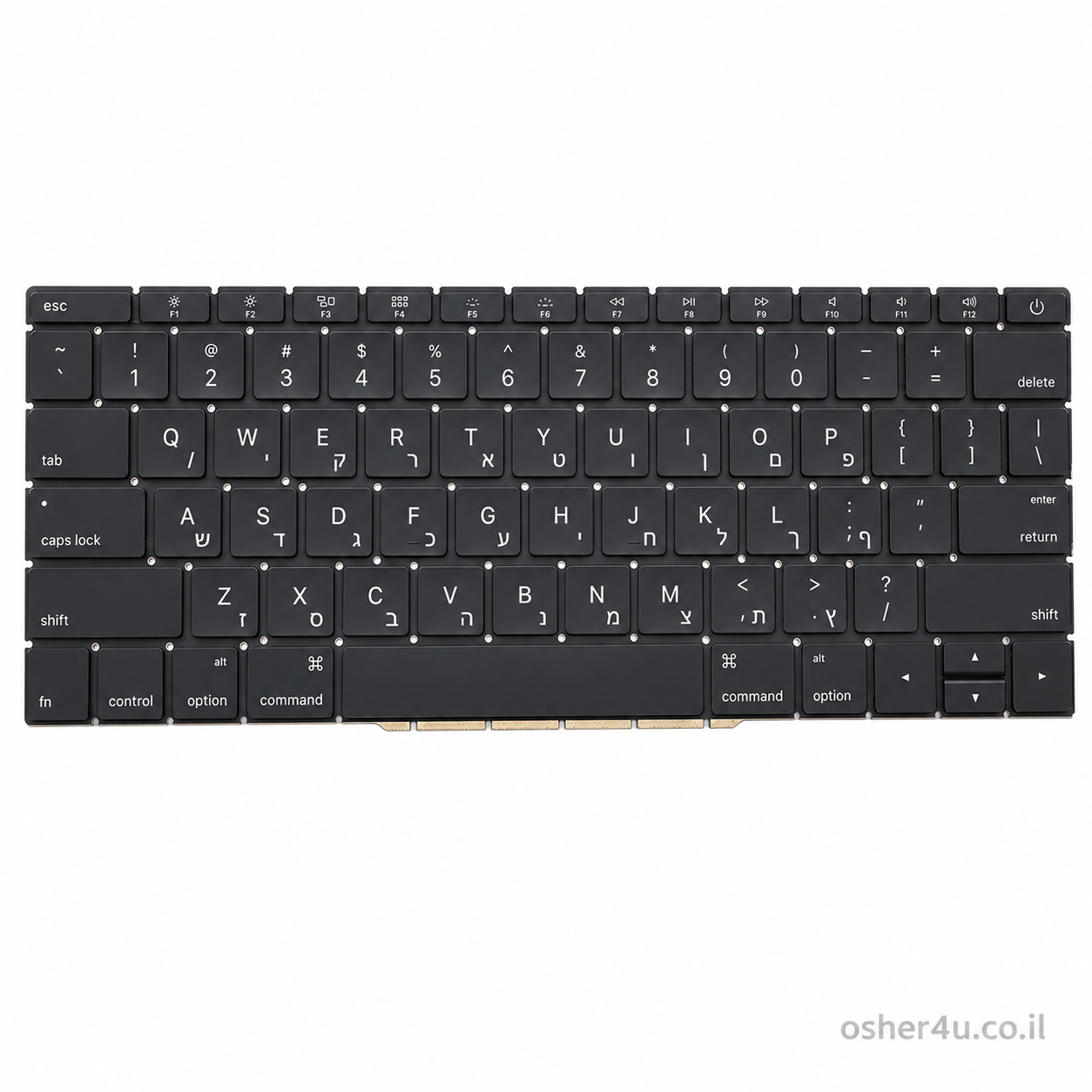 מקלדת מקורית תואמת למחשב Apple MacBook Pro 13 A1708 (2016-2017) – עברית ואנגלית, תאורה אחורית