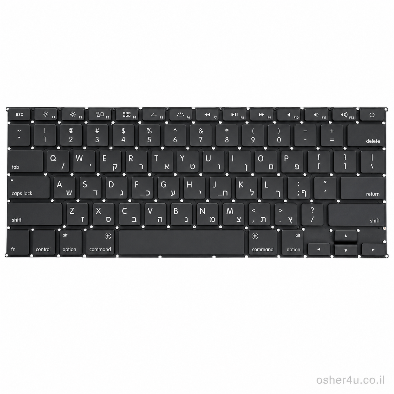 מקלדת מקורית תואמת למחשב Apple MacBook Pro 15 Retina A1398 (2012-2015) – עברית ואנגלית, תאורה אחורית
