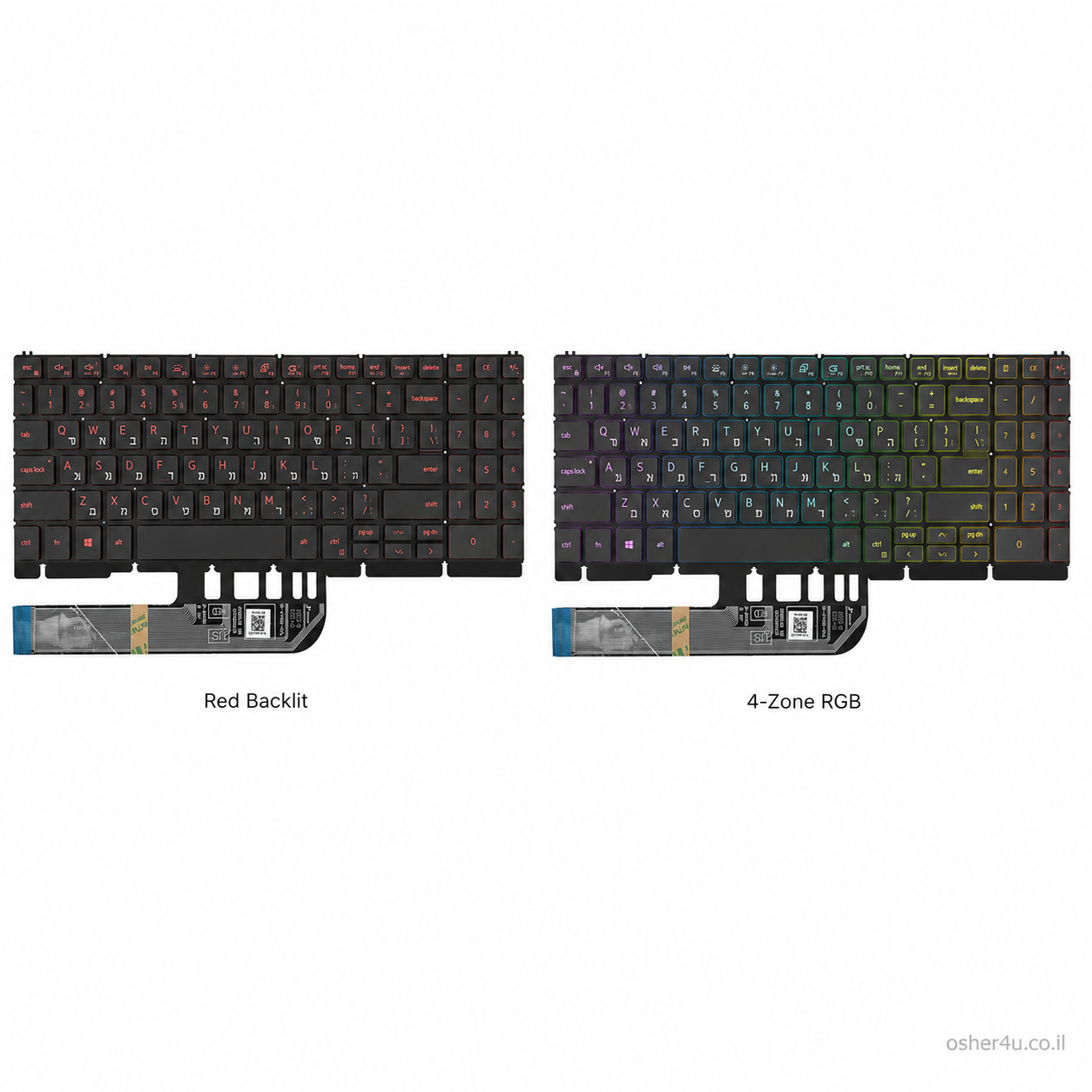 מקלדת מקורית תואמת למחשב נייד Dell G15 (5510/5511/5520) – עברית ואנגלית, תאורת RGB