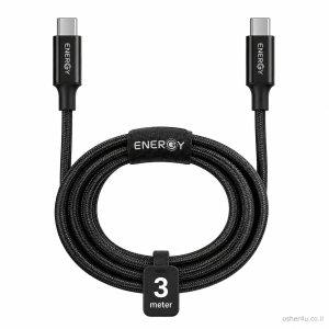 כבל 3 מ' ENERGY Type-C to Type-C שחור
