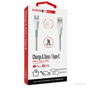 כבל ENERGY 3M USB to Type C לבן