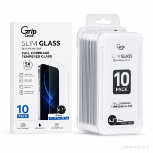 מארז זכוכית(10 י"ח) ל-6.3 Slim Glass Korean Glue  iPhone 17/17 Pro/16 Pro