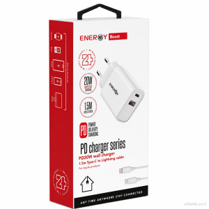 מטען בית ENERGY PD20WC1QC1 20W +C to L 1.5m