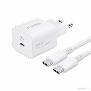 מטען בית Samsung PD25W+C to C 1.8M White (סאני)