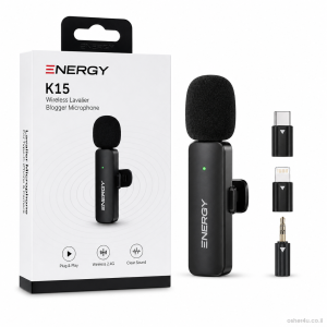 מיקרופון דש בלוגר אלחוטי ENERGY K15 C+L+Aux
