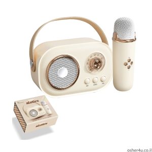 רמקול אלחוטי כולל מיקרופון  CORAL C100 Sixties BT חום